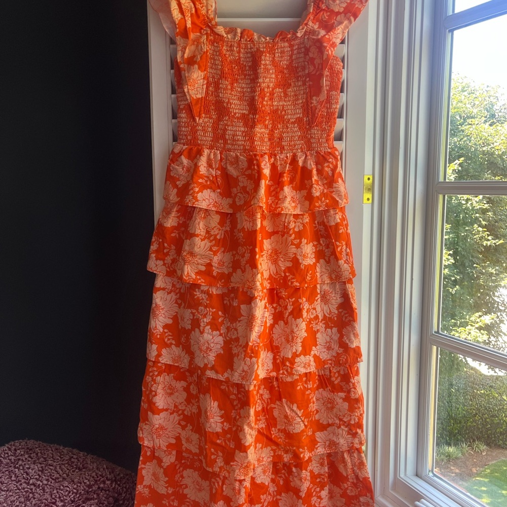 SAYLOR Orange and White Floral Kids Dress